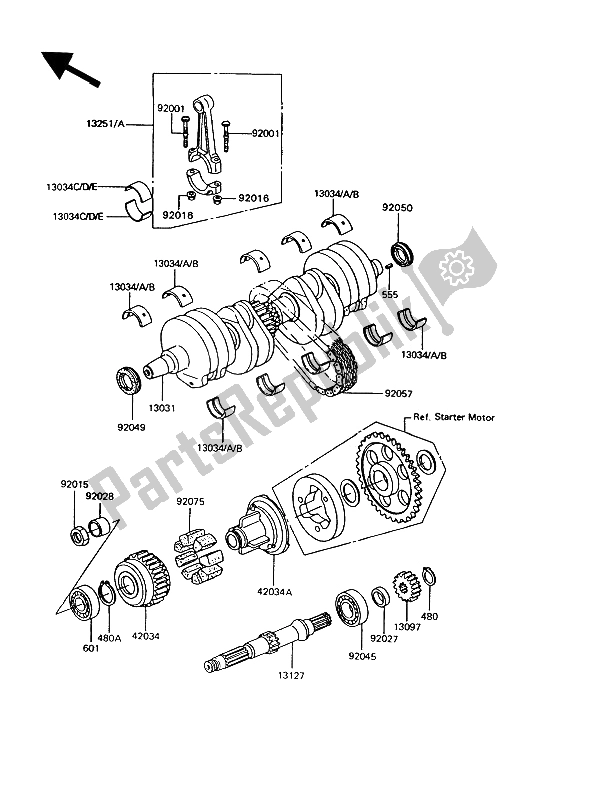 Todas las partes para Cigüeñal de Kawasaki GT 550 1991