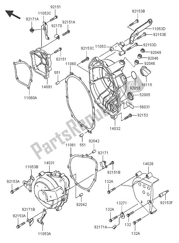 Alle onderdelen voor de Motorkap van de Kawasaki Ninja ZX 6R 600 2005