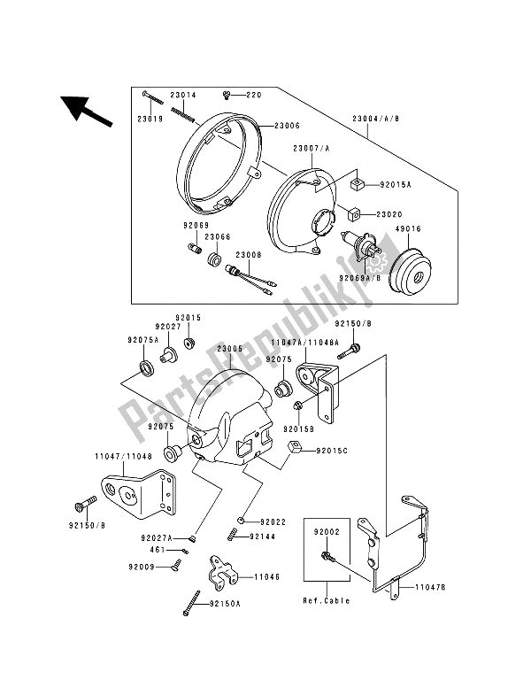 Toutes les pièces pour le Lampe Frontale du Kawasaki Zephyr 750 1991