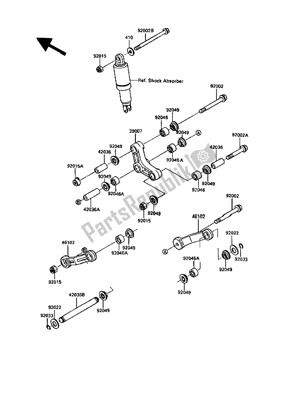 All parts for the Suspension of the Kawasaki GPZ 900R 1990