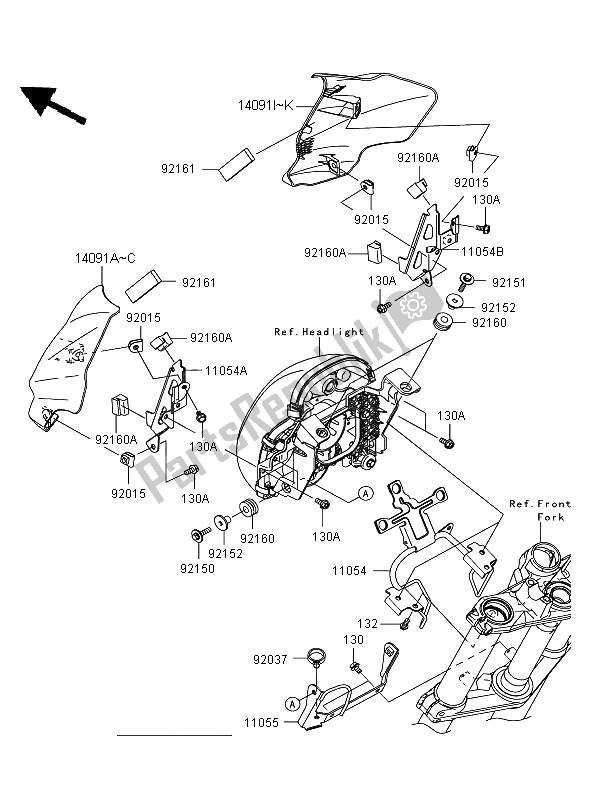 All parts for the Cowling of the Kawasaki ER 6N 650 2008