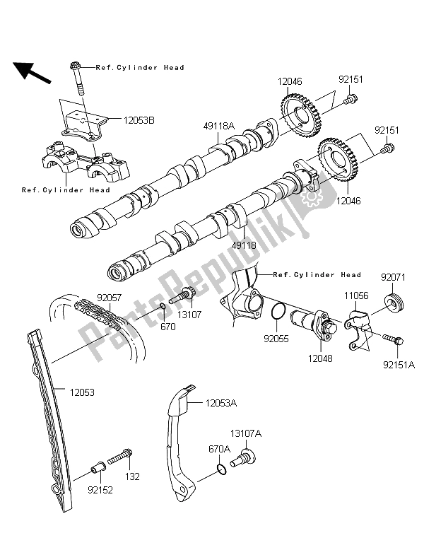 Todas las partes para árbol De Levas Y Tensor de Kawasaki Z 1000 SX 2012