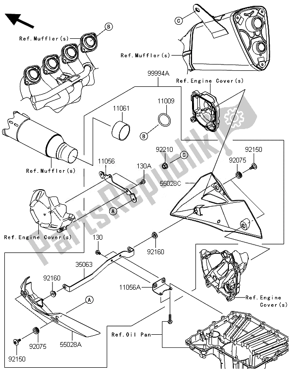 All parts for the Accessory (belly Pan) of the Kawasaki Z 800 ABS DEF 2014