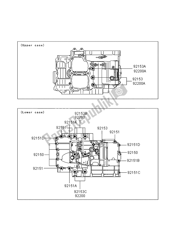 All parts for the Crankcase Bolt Pattern of the Kawasaki Versys 650 2009