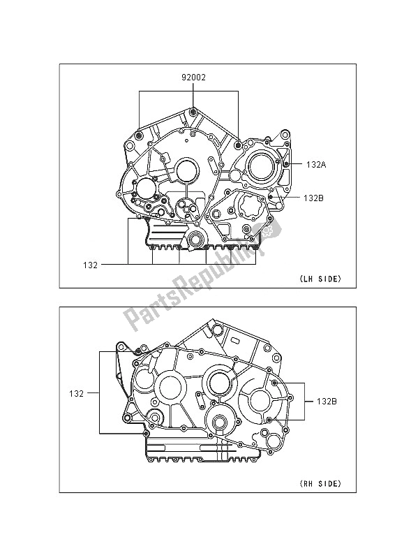 All parts for the Crankcase Bolt Pattern of the Kawasaki VN 800 Classic 2005