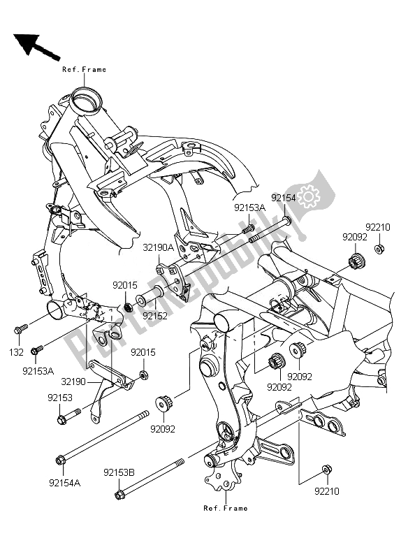All parts for the Engine Mount of the Kawasaki ER 6F ABS 650 2011
