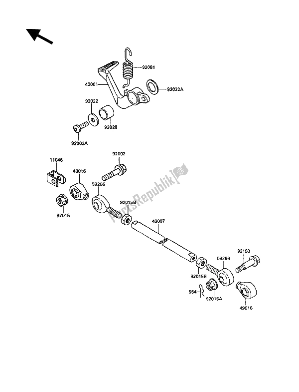 Tutte le parti per il Pedale Del Freno del Kawasaki KR 1 250 1990