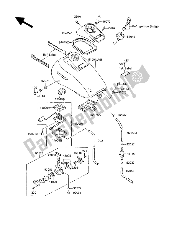 Todas las partes para Depósito De Combustible de Kawasaki ZL 1000 1988