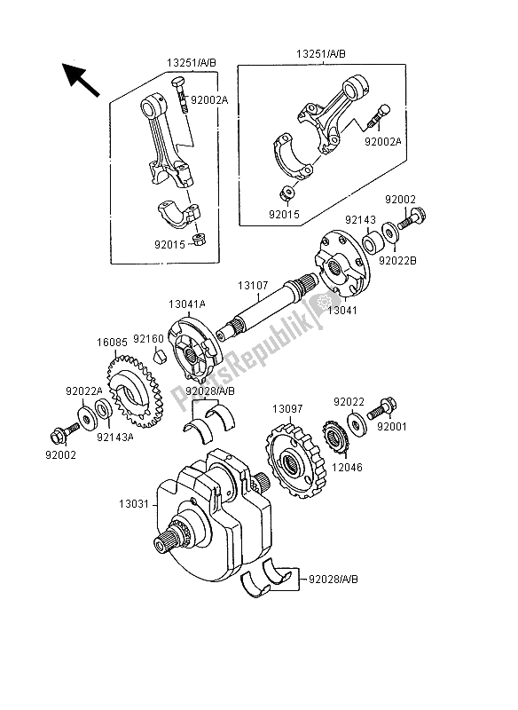 All parts for the Crankshaft of the Kawasaki VN 15 1500 1995