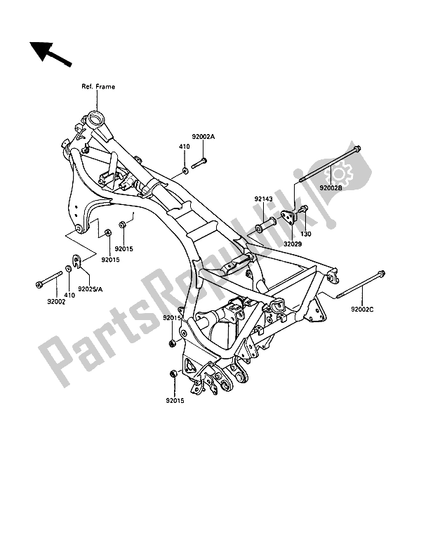 Tutte le parti per il Montaggi Della Struttura del Kawasaki 1000 GTR 1989