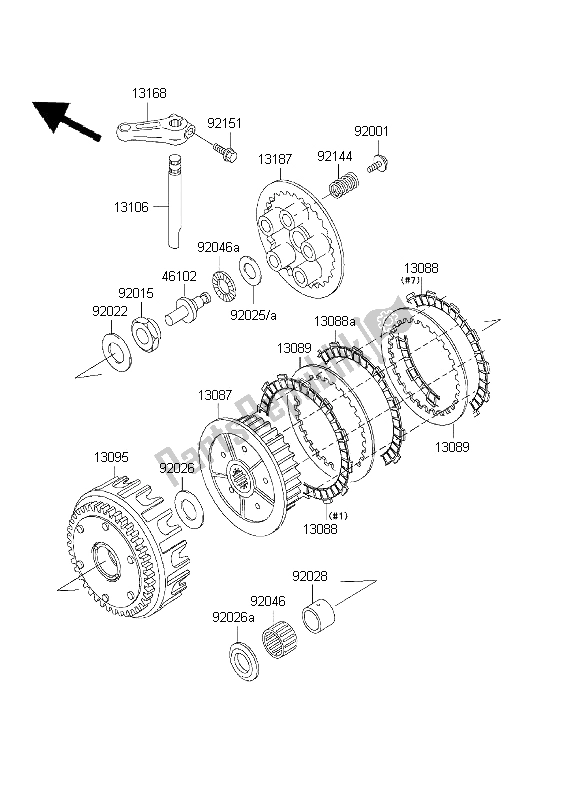 All parts for the Clutch of the Kawasaki ZR 7S 750 2001