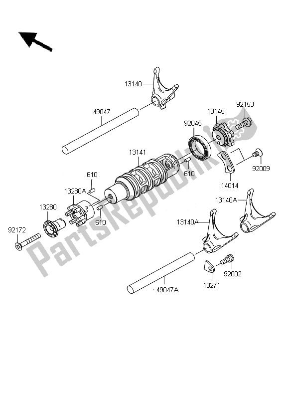 Toutes les pièces pour le Tambour De Changement De Vitesse Et Fourche (s) De Changement De Vitesse du Kawasaki ER 6F ABS 650 2010