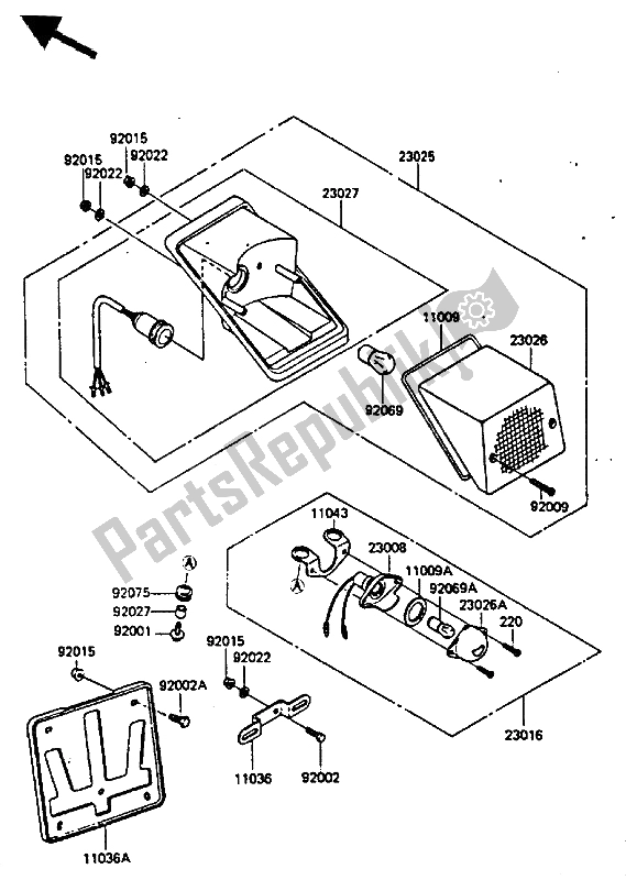 All parts for the Tail Lamp of the Kawasaki KLR 600 1986