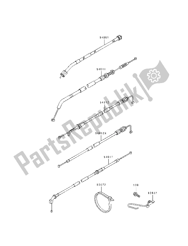 All parts for the Cables of the Kawasaki GPX 250R 1992