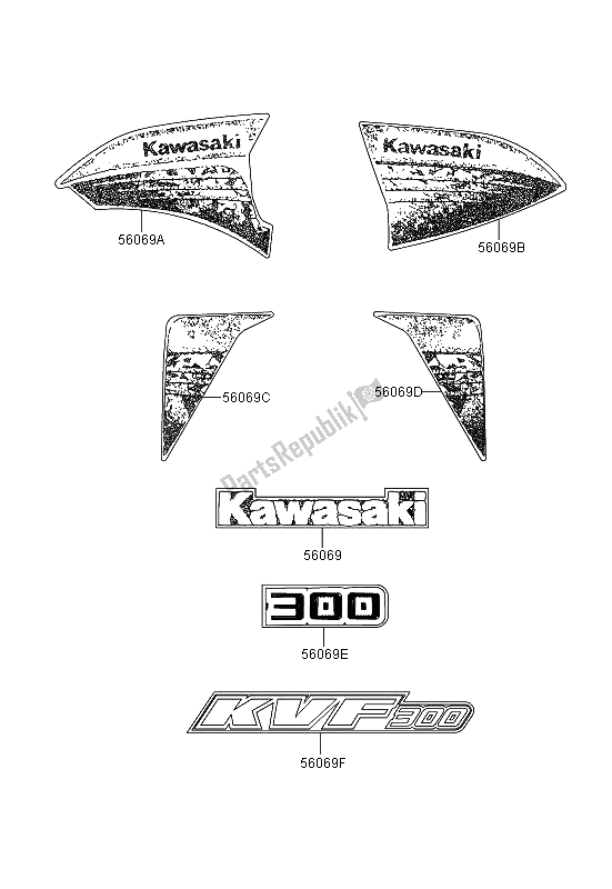 Wszystkie części do Kalkomanie (czerwone) (as) Kawasaki KVF 300 2012
