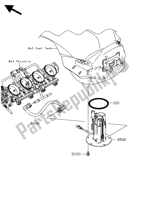 All parts for the Fuel Pump of the Kawasaki Ninja ZX 6R 600 2007