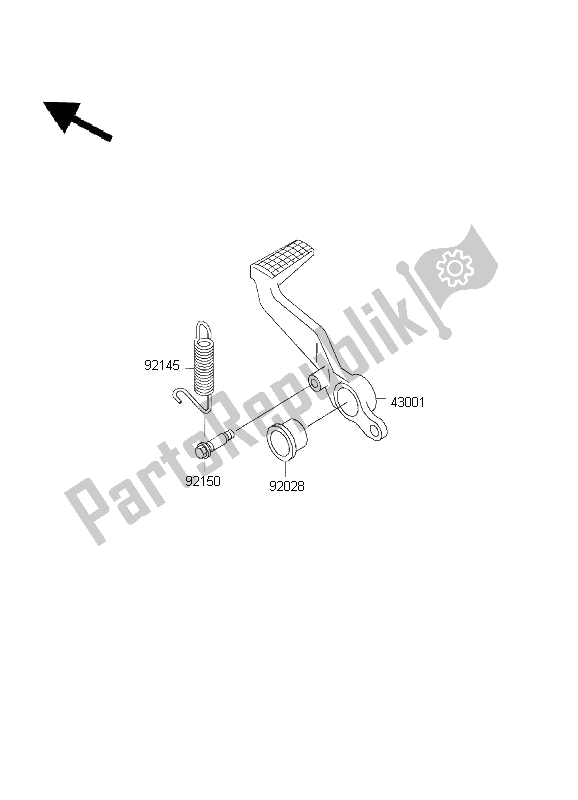 All parts for the Brake Pedal of the Kawasaki Ninja ZX 6R 600 2001