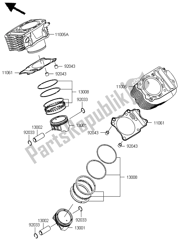 Toutes les pièces pour le Cylindre Et Piston du Kawasaki VN 900 Custom 2012