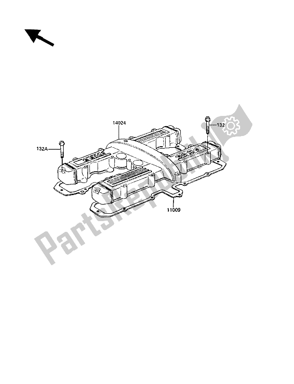 All parts for the Cylinder Head Cover of the Kawasaki GPZ 550 1989