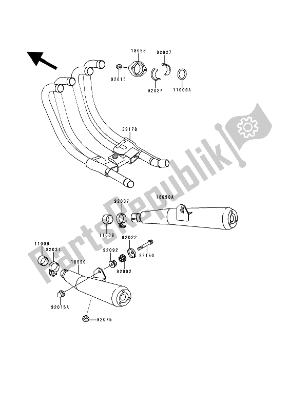 Tutte le parti per il Silenziatore del Kawasaki Zephyr 750 1994