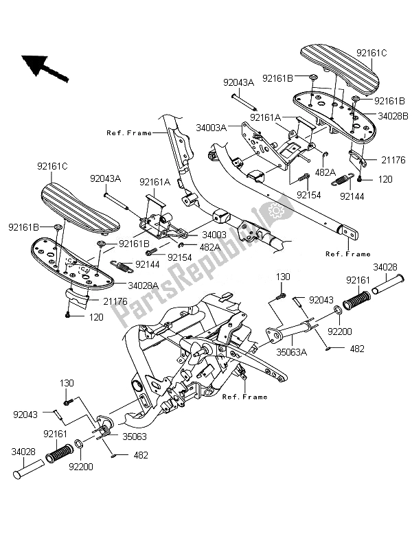 Toutes les pièces pour le Repose-pieds du Kawasaki VN 1700 Voyager Custom ABS 2011