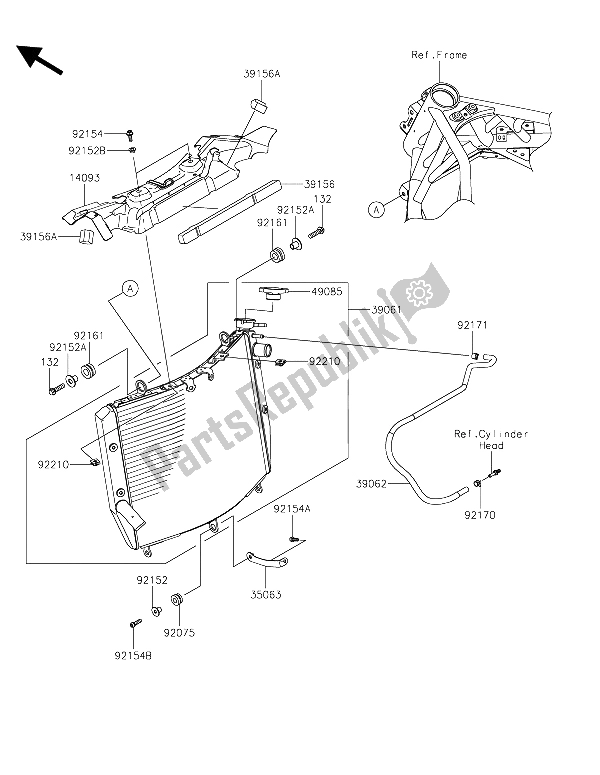 Toutes les pièces pour le Radiateur du Kawasaki Ninja H2R 1000 2015