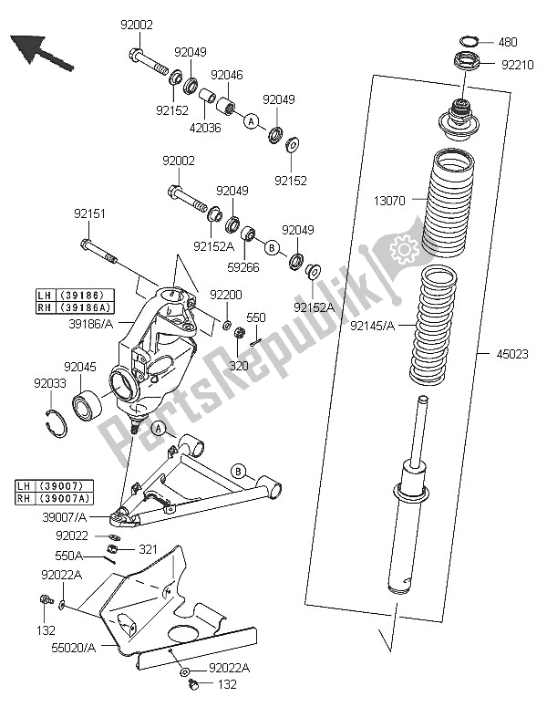 Todas las partes para Suspensión de Kawasaki KVF 650 4X4 2005