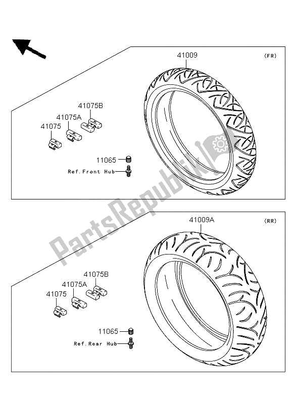 Tutte le parti per il Pneumatici del Kawasaki 1400 GTR 2008