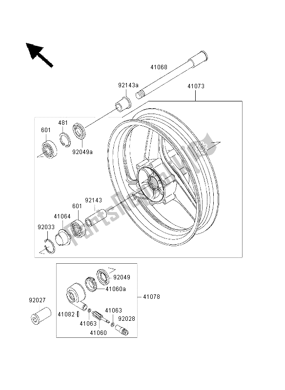 Todas las partes para Buje Delantero de Kawasaki GPZ 500S 2003