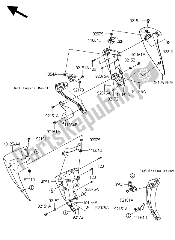 Toutes les pièces pour le Capot Abaisse du Kawasaki Z 750 2008