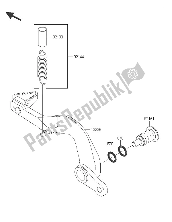 All parts for the Brake Pedal of the Kawasaki KX 85 LW 2016