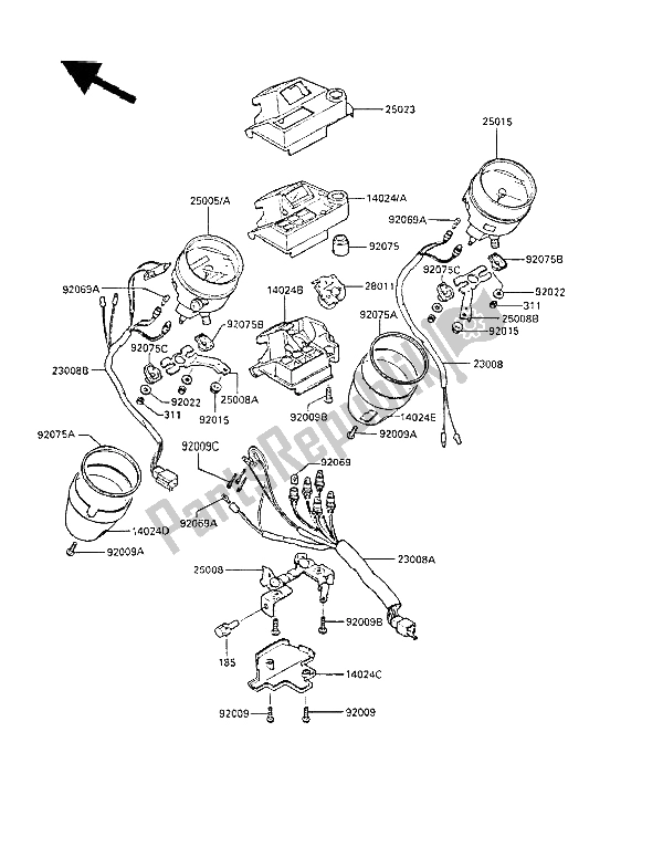 All parts for the Meter(s) of the Kawasaki LTD 450 1986