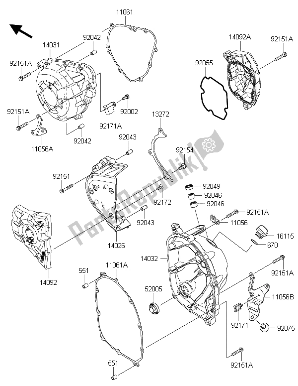 Alle onderdelen voor de Motorkap (pen) van de Kawasaki Z 1000 SX ABS 2015
