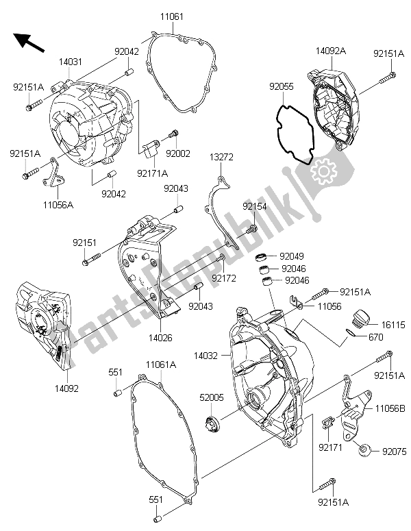 All parts for the Engine Cover(s) of the Kawasaki Z 1000 SX ABS 2015