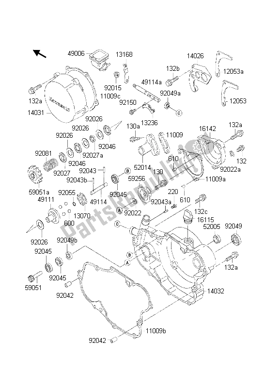 All parts for the Engine Cover of the Kawasaki KX 500 2002