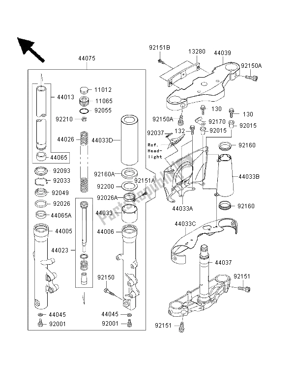 All parts for the Front Fork of the Kawasaki VN 1500 Classic Tourer FI 2001