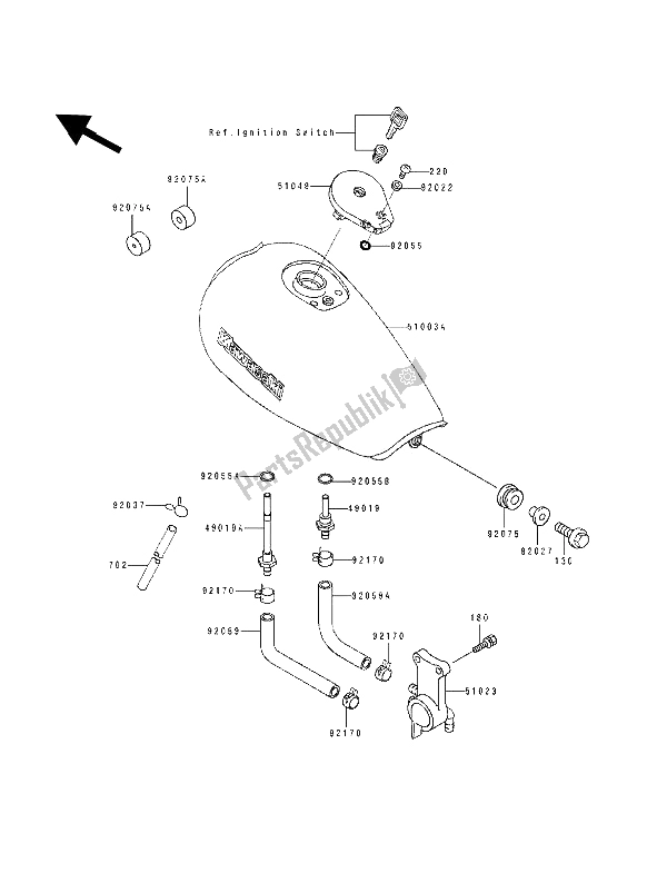 Tutte le parti per il Serbatoio Di Carburante del Kawasaki EL 250E 1993
