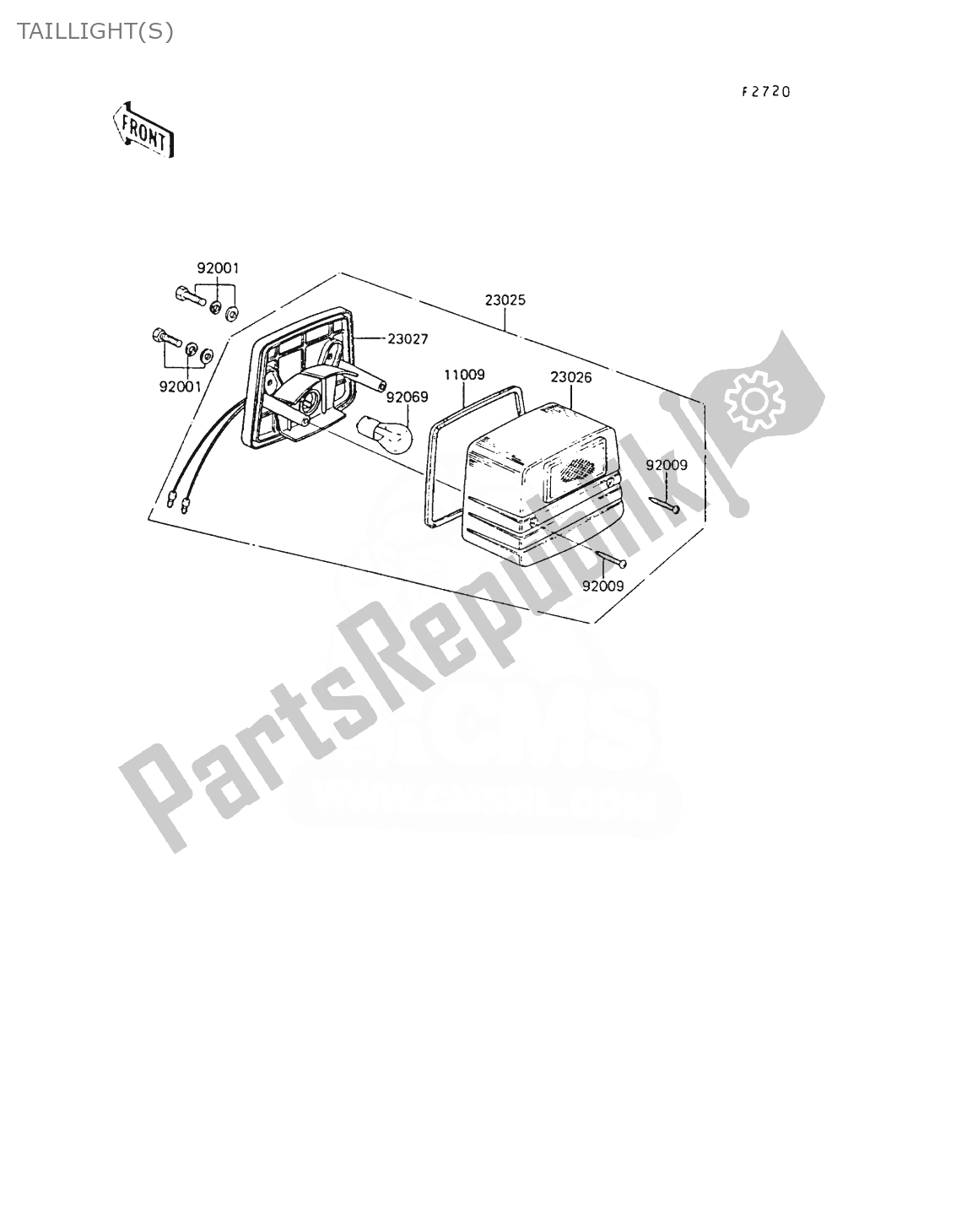 Alle onderdelen voor de Achterlichten) van de Kawasaki AR 80 1989