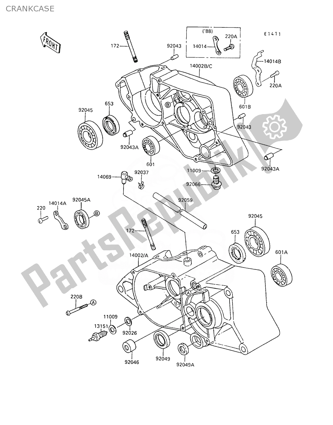 Todas as partes de Bloco Do Motor do Kawasaki AR 80 1990