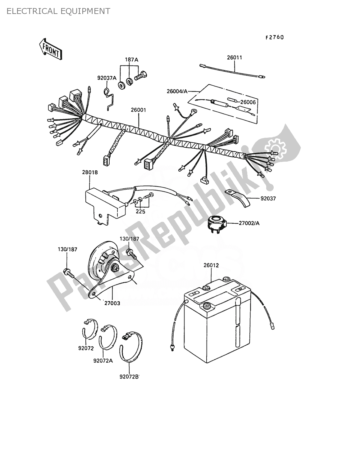 Alle onderdelen voor de Elektrische Apparatuur van de Kawasaki AR 50 1989