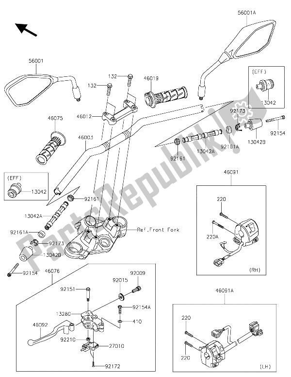 Toutes les pièces pour le Guidon du Kawasaki Z 250 SL ABS 2015