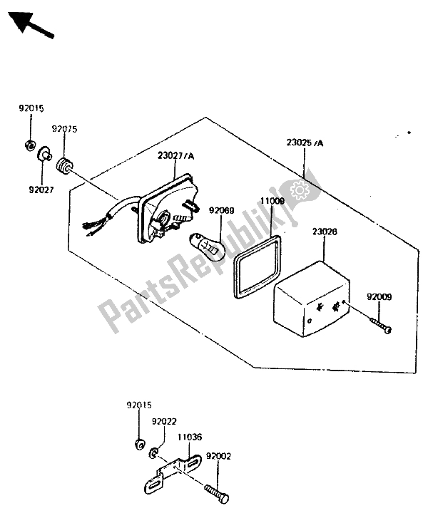 Tutte le parti per il Lampada Di Coda del Kawasaki KMX 200 1988