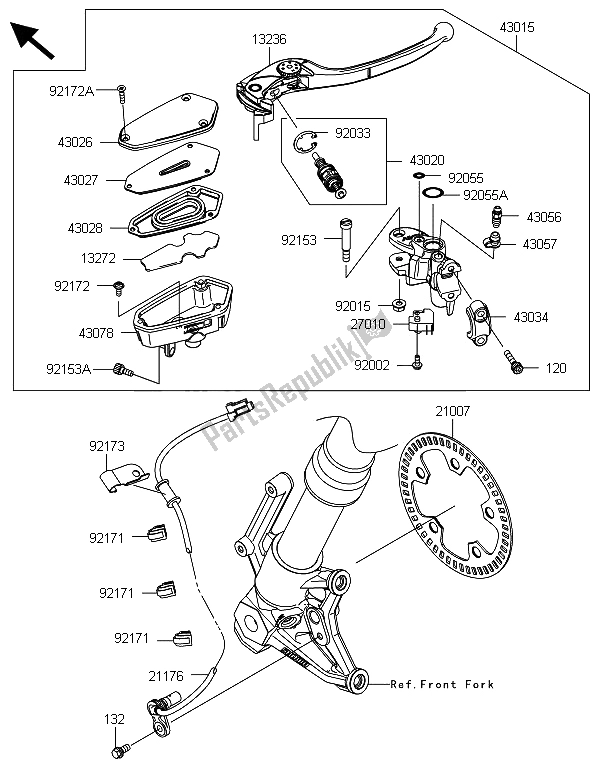 Todas las partes para Cilindro Maestro Delantero de Kawasaki Z 1000 ABS 2013