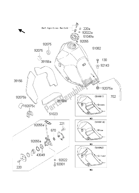 Tutte le parti per il Serbatoio Di Carburante del Kawasaki KLR 650 2002