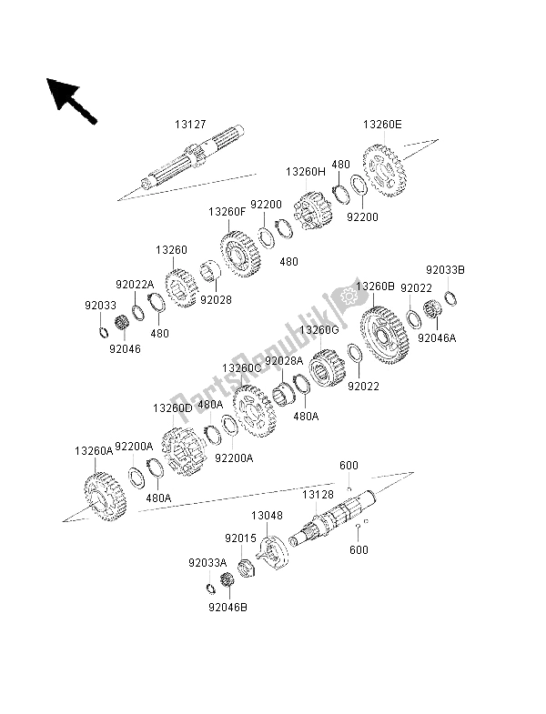 Toutes les pièces pour le Transmission du Kawasaki VN 1500 Classic FI 2001