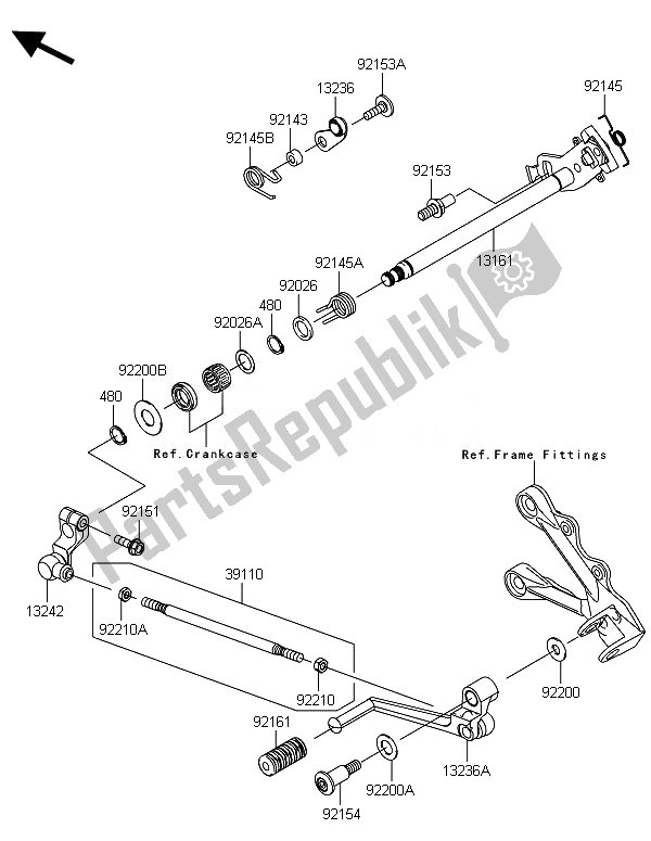 All parts for the Gear Change Mechanism of the Kawasaki Ninja ZX 6R 600 2014