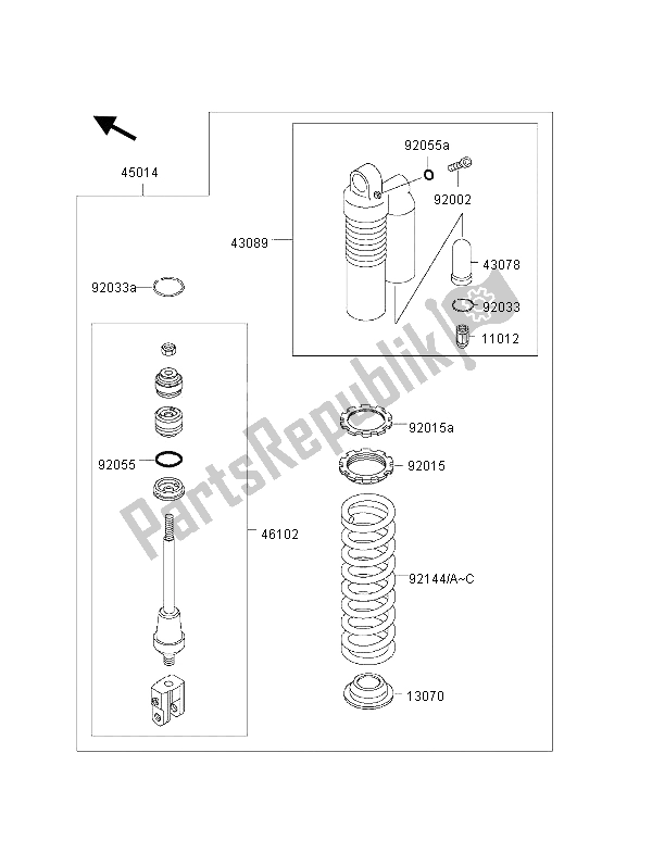 All parts for the Shock Absorber of the Kawasaki KX 80 SW LW 2000