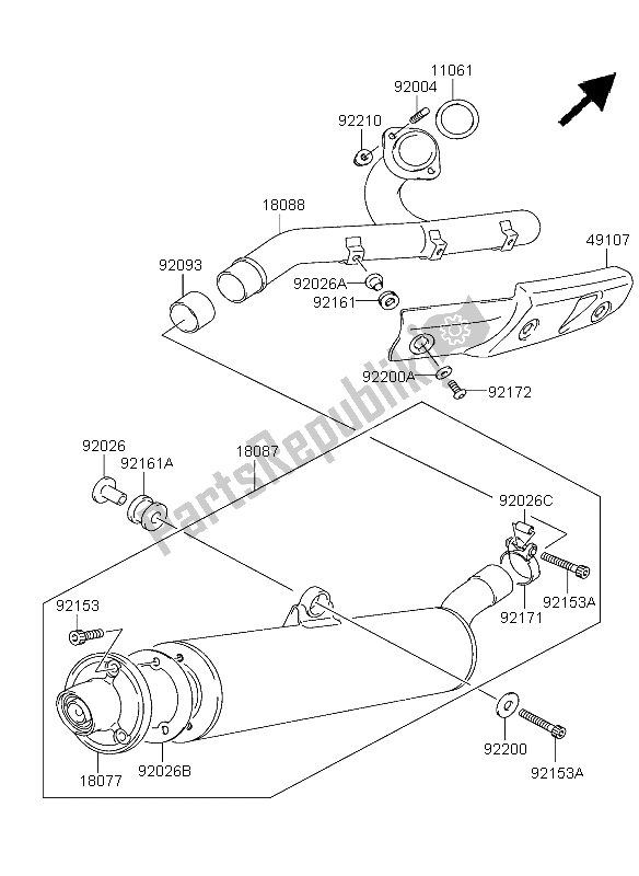 All parts for the Muffler of the Kawasaki KFX 400 2004