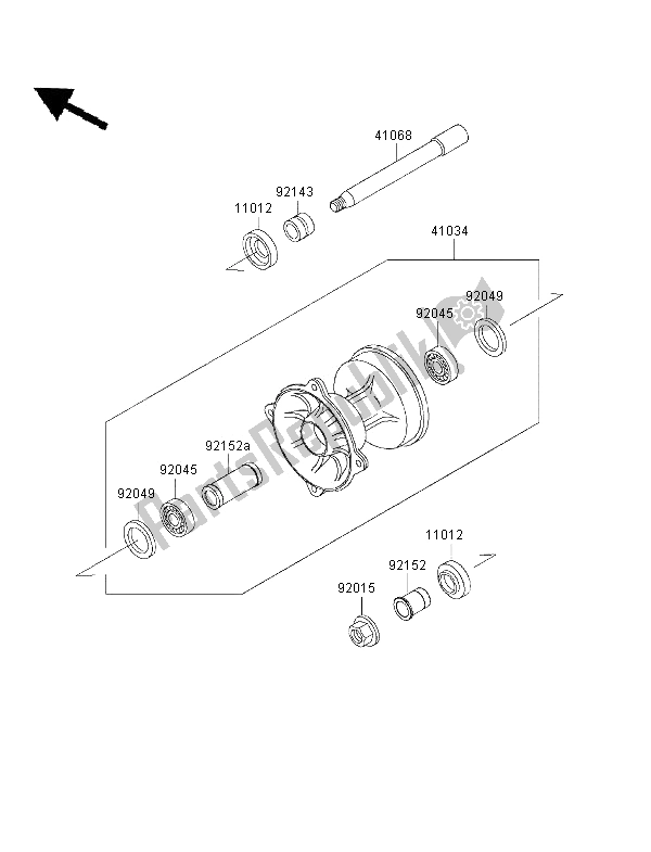 All parts for the Front Hub of the Kawasaki KX 125 2001