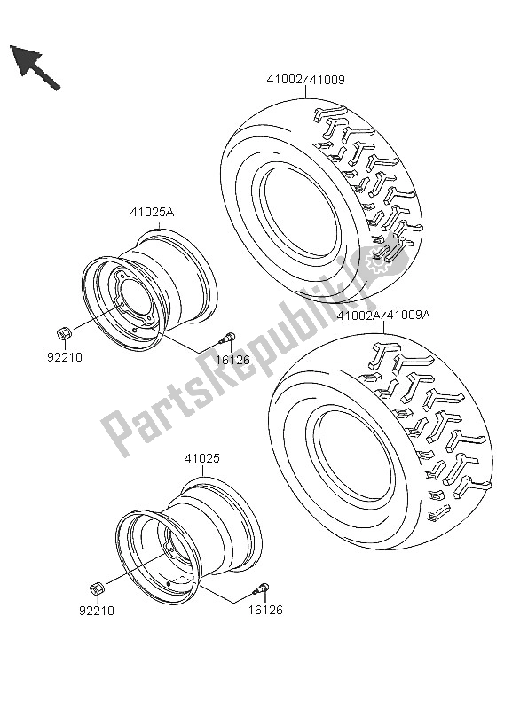 All parts for the Tires of the Kawasaki KLF 300 4X4 2005